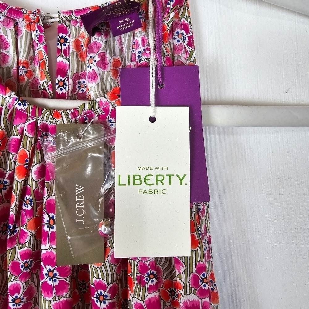 J. Crew Tie-Waist Halter Dress Liberty Ellie Fabric Ellie Ruth Pink Midi Dress - Picture 7 of 13